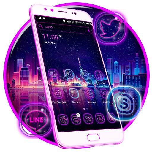 Neon City Launcher Theme