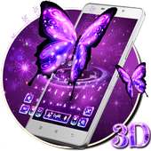 3D Neon Purple Shiny 🦋Butterfly Keyboard Theme on 9Apps