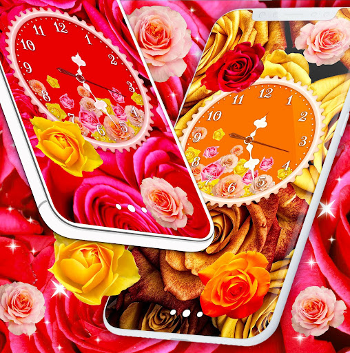 Rose Clock Live Wallpaper 🌹 4K Wallpapers Themes screenshot 1