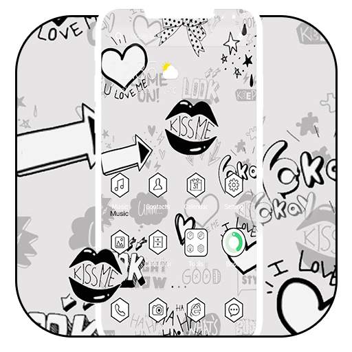 Black & White Graffiti APUS Launcher Theme