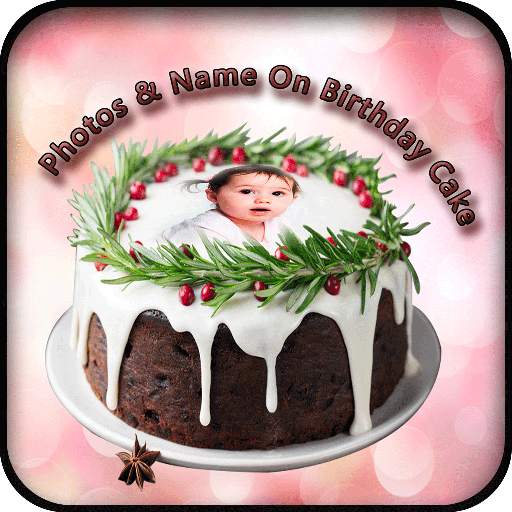 Name photo on birthday cake