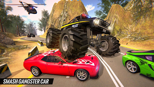 US Police Monster Truck Gangster Car Chase Games स्क्रीनशॉट 2