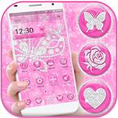 Princess Pink Rose Diamond Butterfly Theme on 9Apps