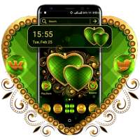 Golden Green Heart Launcher Theme