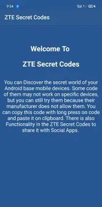 Secret Codes For ZTE Mobiles App لـ Android Download - 9Apps