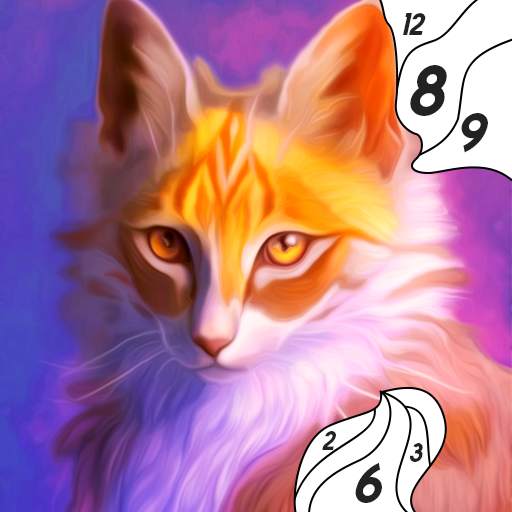 Cat Color by Number Paint Game