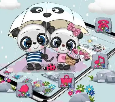 Cute Couple Panda Rainy Theme APK Download 2023 - Free - 9Apps Cute Couple Panda Rainy Theme APK Download 2023 - Free - 9Apps