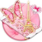 Tema rosa de la mariposa Eiffel Kitty