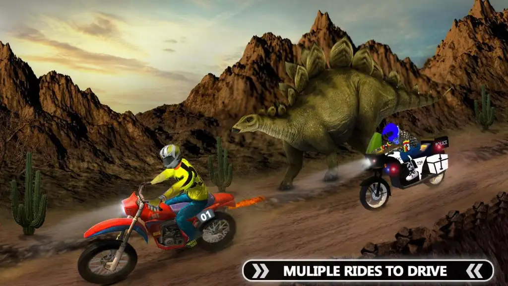 Offroad Dino Escape Heavy Bike Racing Game - Android Gameplay