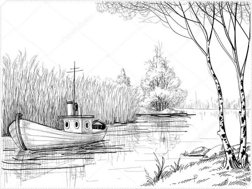 how to draw easy pencil sketch scenery step by step,landscape and river  side scenery drawing, | Nature art painting, Sky art painting, Landscape  pencil drawings
