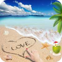 Write Name On Sand beach message with sea wave on 9Apps