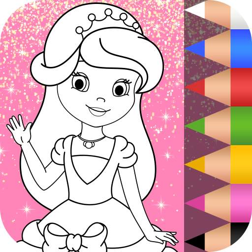 Princess Coloring Book Glitter & Girls Dress Up