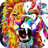 Lion paint by number-Free coloring offline games