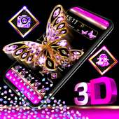 3D Gravity Gold Pink Butterfly Theme