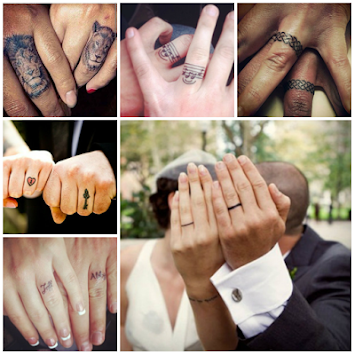 Super cool engagement and wedding ring tattoo ideas for couples