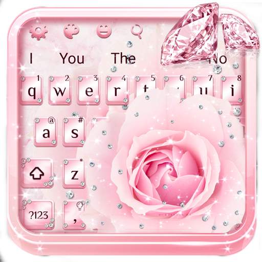 Pink Flower Diamond Keyboard Theme