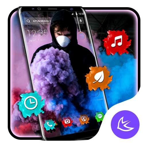 Man in smoke APUS Launcher theme