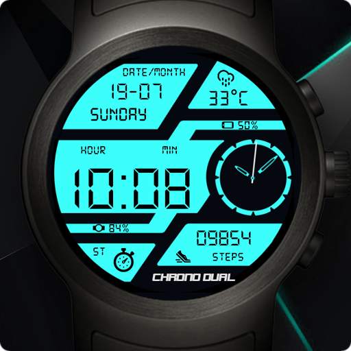 Chrono Dual Watch Face & Clock Live Wallpaper