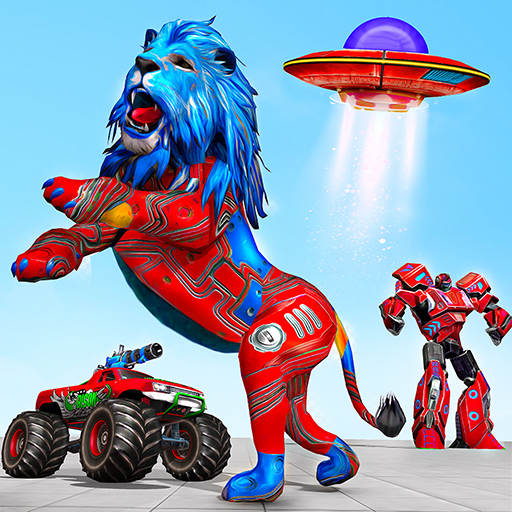 Space Robot Transport Games - Lion Robot Car Game