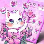 Pretty Pink Flower Kitty Theme