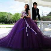 ide gaun pengantin warna ungu
