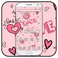 Doodle Pink Love Theme Wallpaper on 9Apps