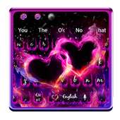 Fire Neon Heart Keyboard Theme