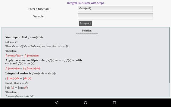 Function calculator deals with steps