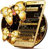 SMS Gold Butterfly Shining Keyboard Theme