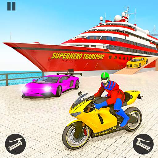 Superhero Car Bike Transport Truck: Helicopter Sim