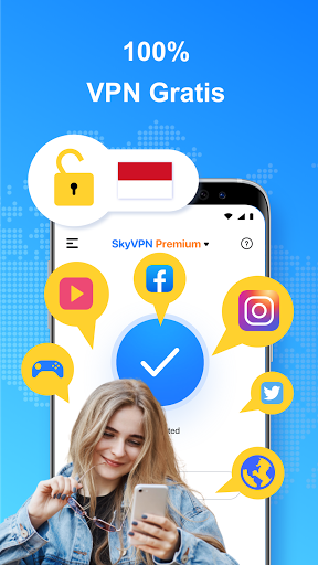 SkyVPN-Proxy VPN Gratis Terbaik, Hotspot WiFi Aman screenshot 1