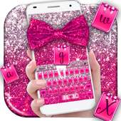 Tema Keyboard Pink Glitter Bow