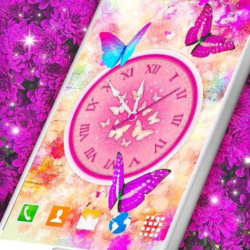 Butterfly Analog Clock 🦋 HD Live Wallpaper