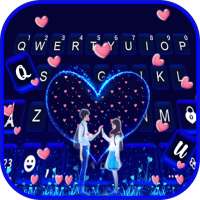 Neon Love Couple Keyboard Background