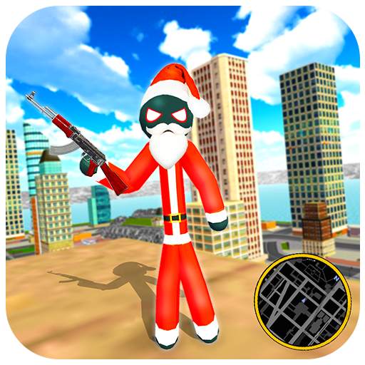 Santa Claus Stickman - Rope Hero Gangster Crime