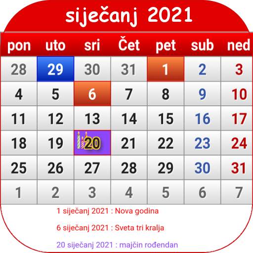 Croatia Calendar  2021