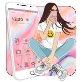 Cool Attractive Selfie Girl Theme