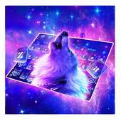 Glossy Galaxy Wild Wolf Keyboard Theme