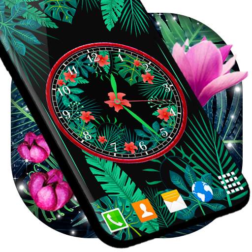 Jungle Forest Clock 🌺 Black Watch Live Wallpaper