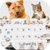 प्यारा बिल्ली कुत्ता कीबोर्ड