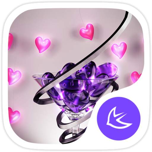 New purple crystal heart APUS launcher free theme