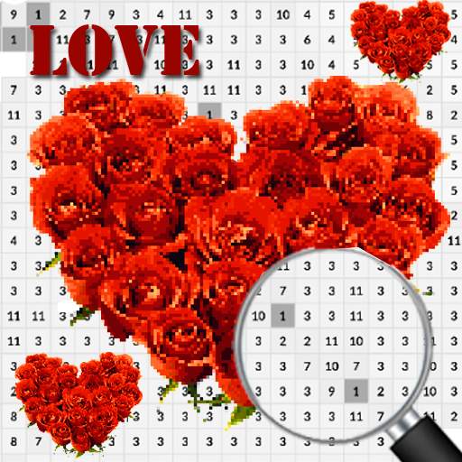 Sweet Love Rose Pixel Art-Coloring By Number