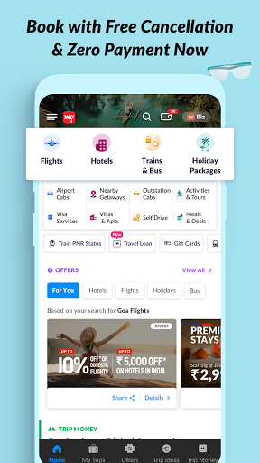 MakeMyTrip Travel Booking: Flights, Hotels, Trains скриншот 1