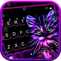 ثيم لوحة المفاتيح Purple Neon Cat on 9Apps