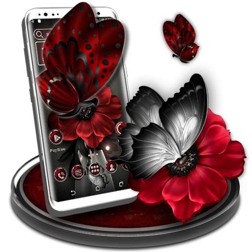 Dark Red Flower Launcher Theme