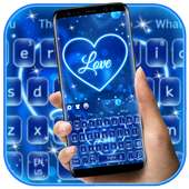 Neon Blue Love Heart Keyboard Theme on 9Apps