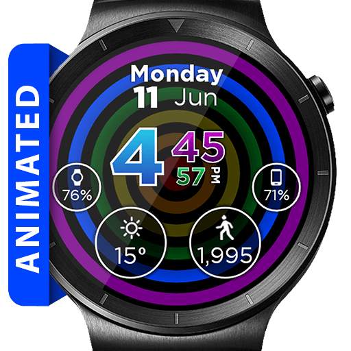 Hypnotic Rainbow Watch Face Widget Live Wallpaper