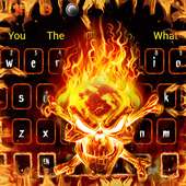 Horror Fiery Flame Skull Keyboard