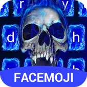 Blue Fire Skull Emoji Keyboard Theme