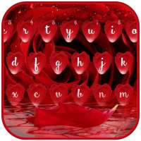 Romantic Red Rose Petal Water Drops keyboard Theme on 9Apps